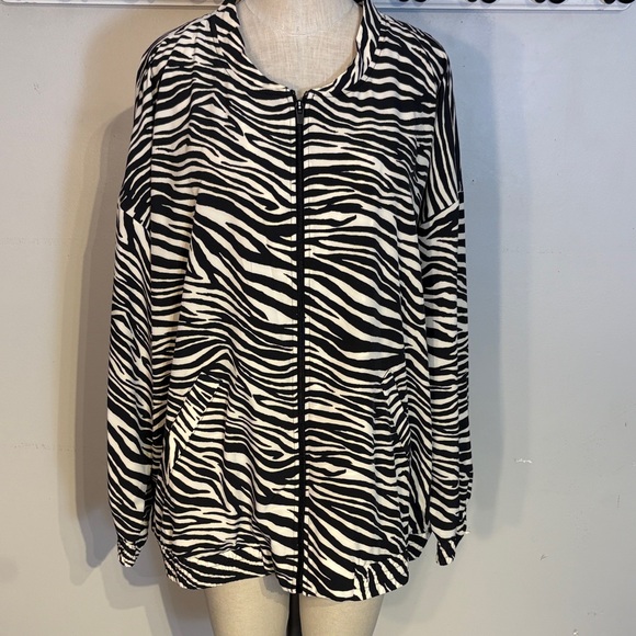 Active Zone Zebra Pattern Bomber Jacket NWT Size 3X - Picture 7 of 9